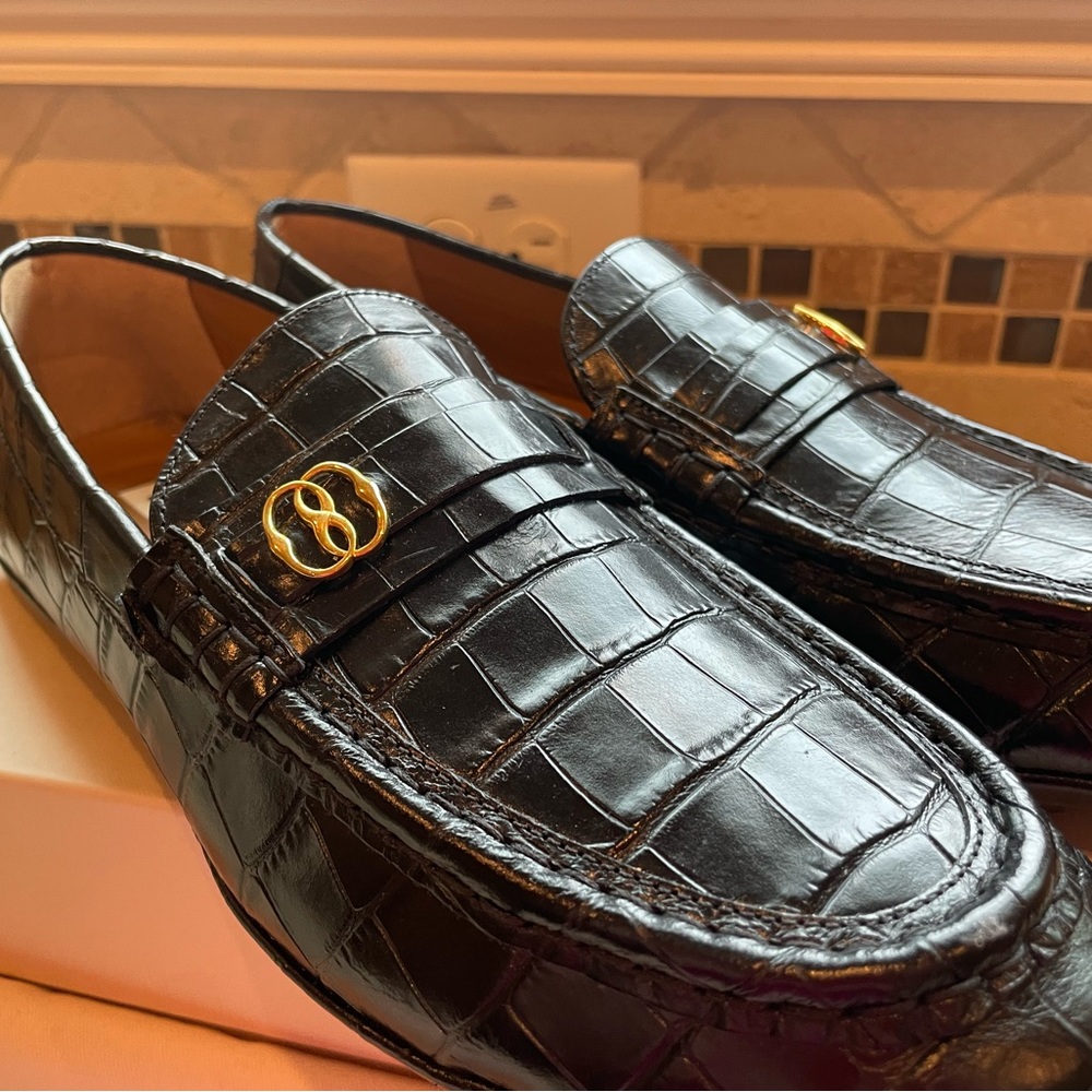 New: Bally Keeper Croc-Embossed Leather Driving Loafers